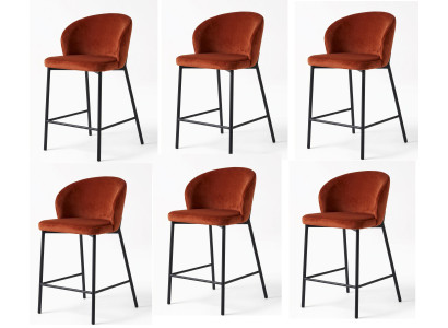 Elegant Barstühle 6er Set Tresenhocker Edel Orange Terrakotta