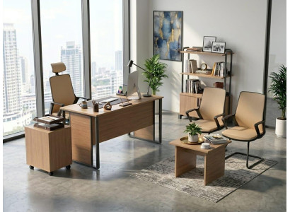 Büro set Blau Weiß Robust Metallgestell Modern Minimalistisch