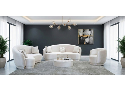 Zeitlose Weiße Sofagarnitur Designer 2x 3-Sitzer Polstersessel 3tlg