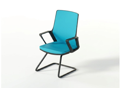 Stuhl Blau Robust Metallgestell Modern Minimalistisch Konferenzstuhl