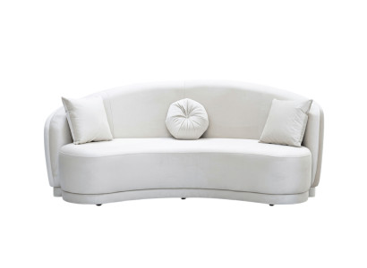Komfortabler Beiger 3-Sitzer Exklusives Stoffsofa Wohnzimmer Couch