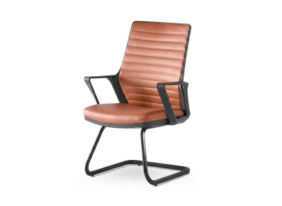 Konferenzstuhl Stuhl braun Robust Metallgestell Modern Minimalistisch