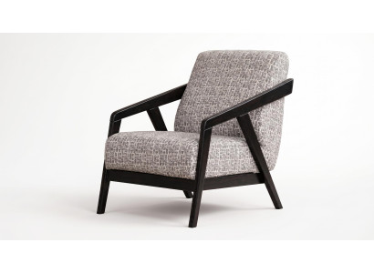 Sessel Modern Beige Muster Holz Einzelsessel Design Stuhl Mehrfarbig
