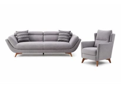 italienisches Komfortables Sofa und Sessel Set in moderner Polsteroptik