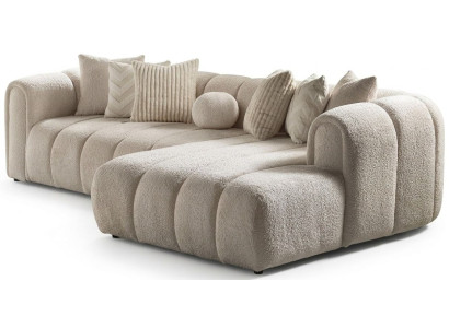 Ecksofa L Form Beige Stoffbezug Modern Wohnzimmer komfortabel