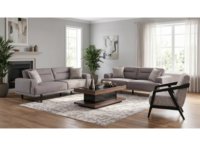Wohnzimmer-Set mit 3+3+1-Sitzer und großzügiger Sitzfläche