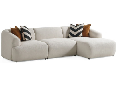 Ecksofa L Form Weiß Stoffbezug Stil Modern Wohnzimmer geräumig