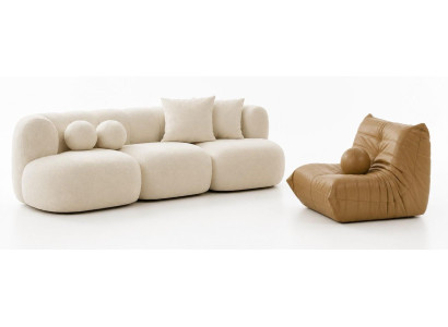 3 Sitzer Sofa Sessel modern Stil Beige bequem komfortabel geräumig