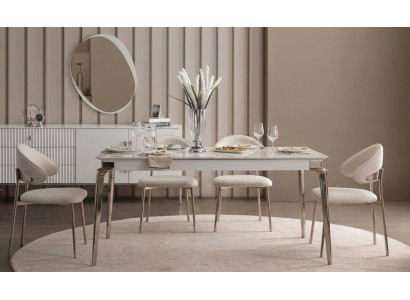 Esszimmer Set Esstisch 4x Stühle Modern Weiß Elegant Minimalistisch