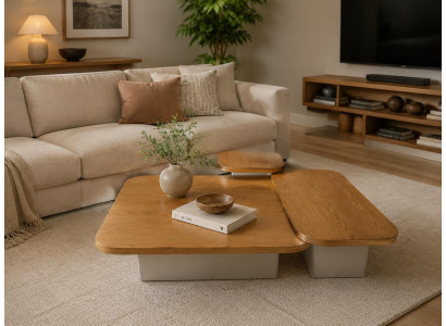Wohnzimmer Tisch Set Couchtisch Rechteckig mit Beistelltischen