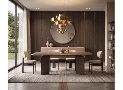 Esszimmer Set Tisch 4x Stühle Sideboard Spiegel Moderner Robust