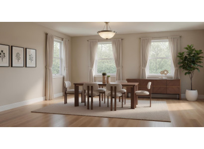 Esszimmer Set Tisch 6x Stühle Sideboard Spiegel Moderner Stil Robust