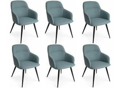 Stilvoller Esszimmerstühle 6er Set Textil Blau Komfort Sitzmöbel