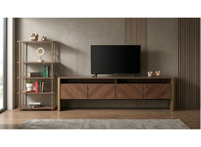 Wohnzimmer Set TV Schubladenblock Bücherregal Modern Design Eleganz