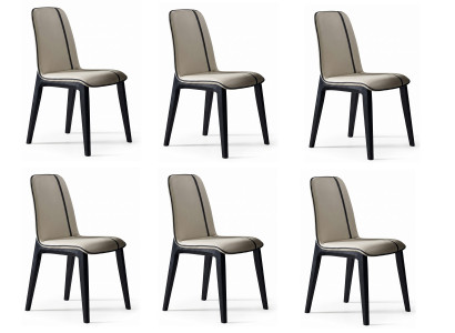 Premium Esszimmerstühle 6er Set Kunstleder Beige Ergonomisch
