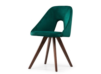 Design Esszimmerstuhl Edle Samt-Optik Loch Rücken Holz Stilvoll