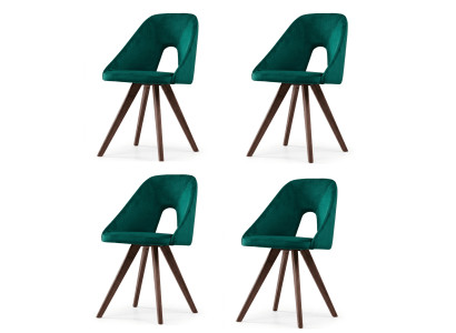 Edel Esszimmerstühle 4er Set Grün Samt Holz Polsterstuhl Luxus