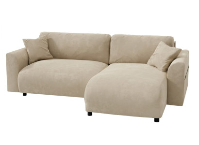 Beiges L-förmiges Ecksofa weiches modernes Stoffsofa Wohnzimmer Polstermöbel
