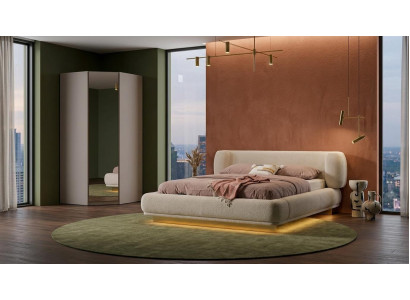 Bett Eckschrank Schlafzimmer Stil modern beige bequem komfortabel
