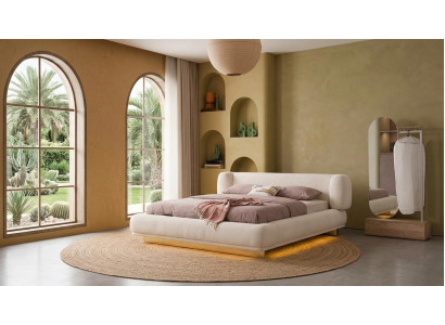 Bett Spiegel Schlafzimmer Stil modern beige bequem komfortabel
