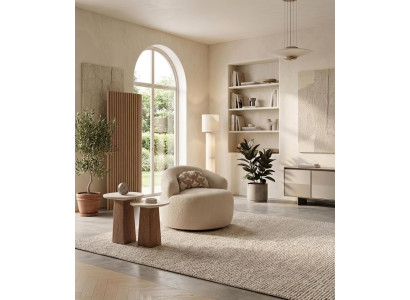 Sessel mit Beistelltisch Modern Beige Design Polstersessel Relaxstuhl