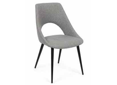 Minimalistischer Esszimmerstuhl Grau Stoff Schwarz Beine Bequem