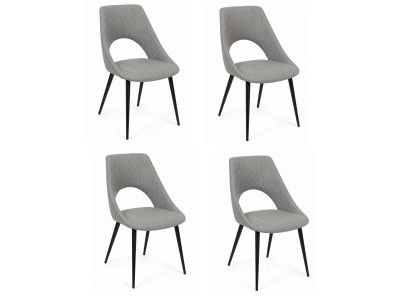 Scandi Esszimmerstühle 4x Set Grau Stoff Grossem Loch Luftig