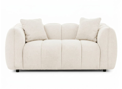 Beiger weicher 3-Sitzer-Sofa Stoffsofa mit Kissen moderne Wohnzimmermöbel