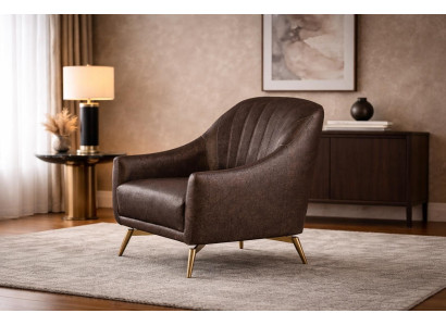 Braun Polstersessel Modern Goldfuße Komfort Sessel Wohnzimmer