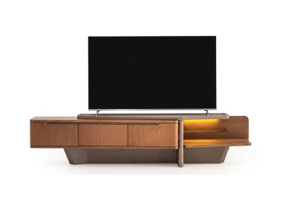 TV Board Moderner Stil Holz Braun LED Beleuchtung Elegant Hochwertig
