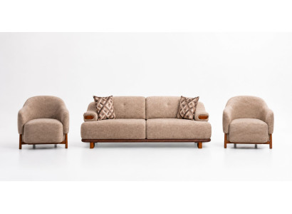 Sofa Sessel Wohnzimmer Hellbraun Modern geräumig komfortabel