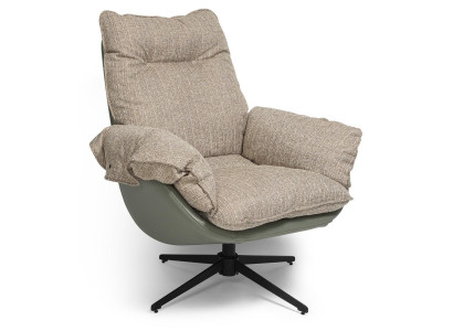 Sessel Lounge Design Beige Stoff Drehbar Metall Komfort Premium Relax