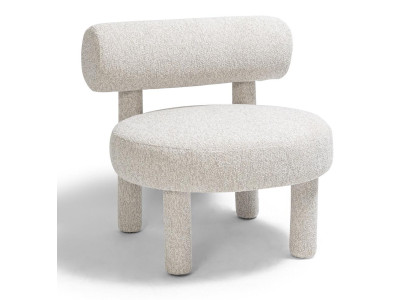 Sessel Modernes Design Beige Stoff Skulptural Rund Komfort Zeitlos