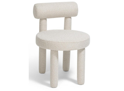 Stuhl Exklusives Design Weiß Stoff Rund Skulptural Komfort Wohnlich