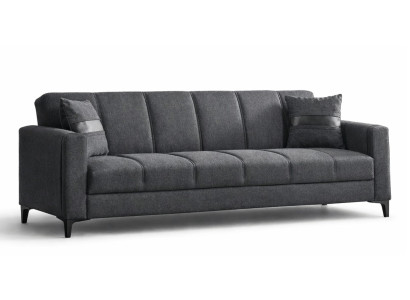 Schlafsofa 3-Sitzer grau weich modern Minimalismus hohe Holzgestell