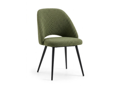 Kuscheliger Bouclé Esszimmerstuhl Olivgrün Elegant Polsterstuhl Skandi