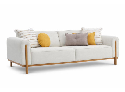 Schlafsofa milchweiße weich modern hohe Füße Holzgestell Komfort