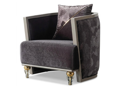 Designer Grauer Sessel Exklusiver Stoffsessel Edler Polstersessel