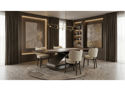 Esstisch 4x Stühle Esszimmer Stil modern schwarz weich bequem