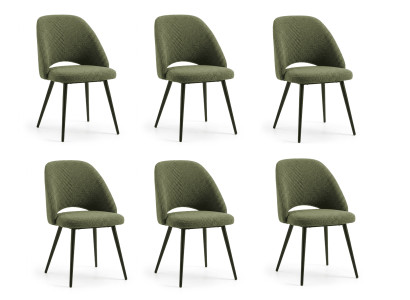 Elegante Esszimmerstühle 6er Set Olive Ziernaht Gestickt