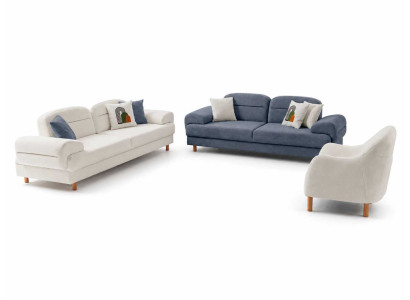 Komplettes Sofa Set 3+3+1 Sitzer Wohnzimmer Couchtische Designer Polstermöbel