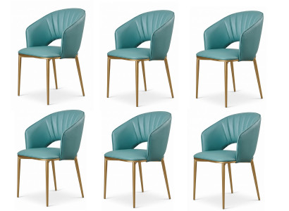 Design Esszimmerstühle 6x Set Petrol Kunstleder Roségold
