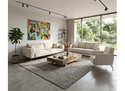 Einzigartige Wohnzimmer Polstergarnitur 2x 3-Sitzer Sofas Textilsessel