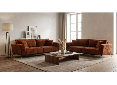 Braune Elegante Couchgarnitur Designer Stoffsofas Polstercouchen