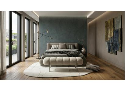 Bett Bank Schlafzimmer Stil modern grau bequem komfortabel