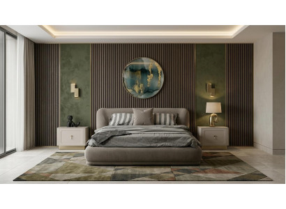 Bett 2x Nachttische Schlafzimmer Stil modern grau komfortabel praktisch