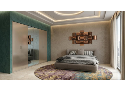 Bett Garderobenschrank Schlafzimmer Stil modern grau praktisch