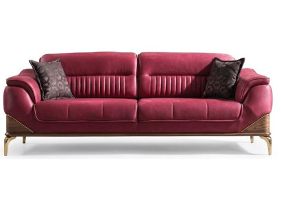 3-Sitzer Sofa Rot Moderner Elegantes Design Minimalistisch Gemütlich