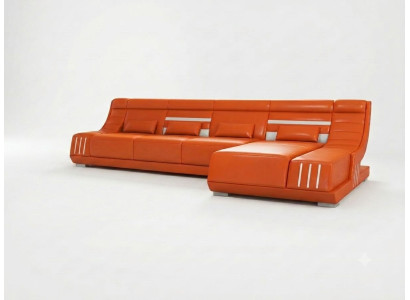 Modern Ecksofa L-Form Orange LED Elegant Exklusiv Design Premium