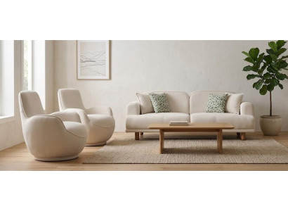 Sofa Sessel Beige Stil modern Wohnzimmer bequem komfortabel